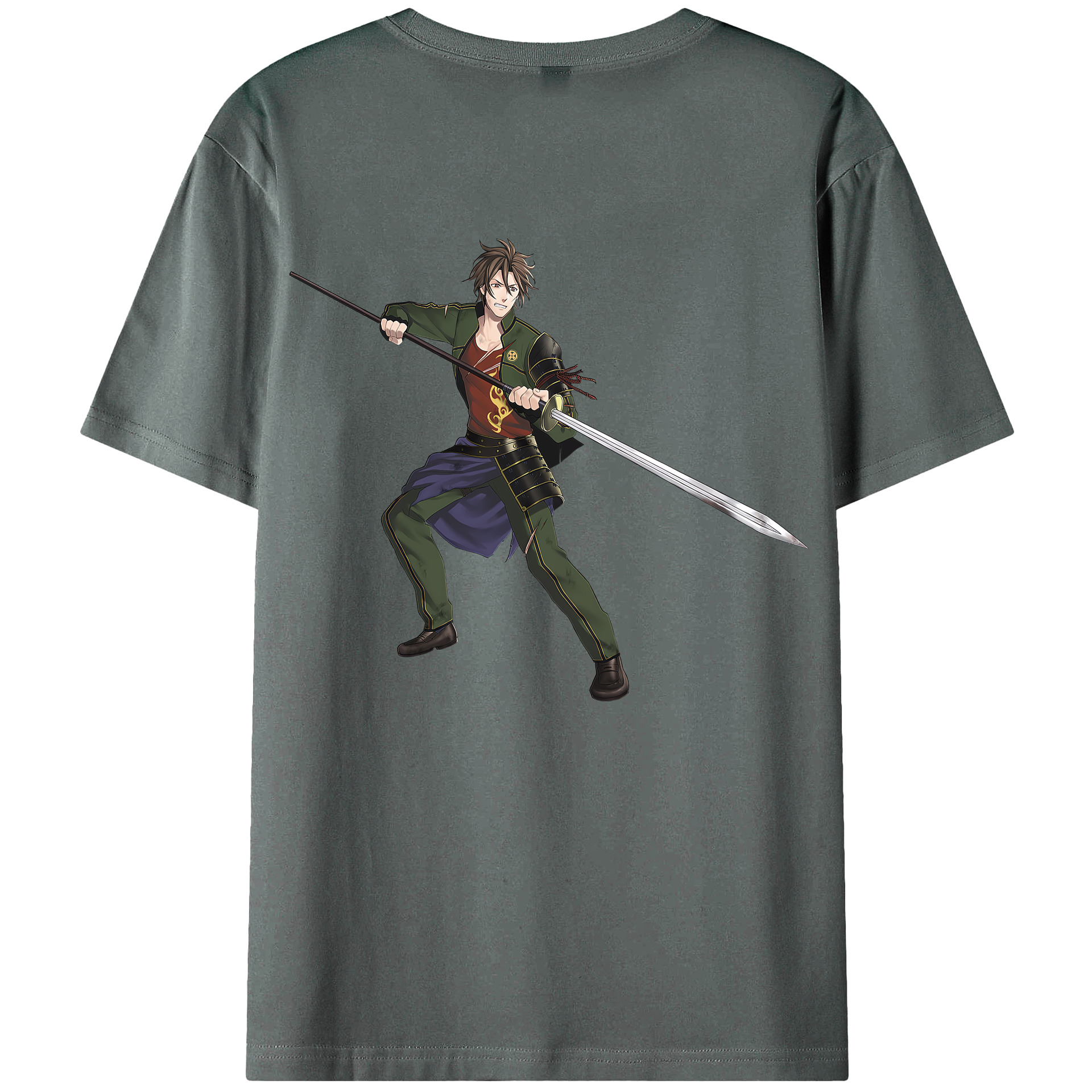 （画像用） 刀剣乱舞 Touken Ranbu 綿100％ メンズ半袖Tシャツ（バックプリント） 通気性
